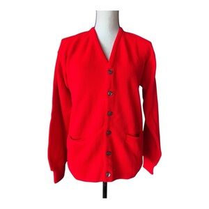 Vintage 70s Pennsleigh 100% Virgin Orlon Acrylic Red Button-Up Women's Sweater M